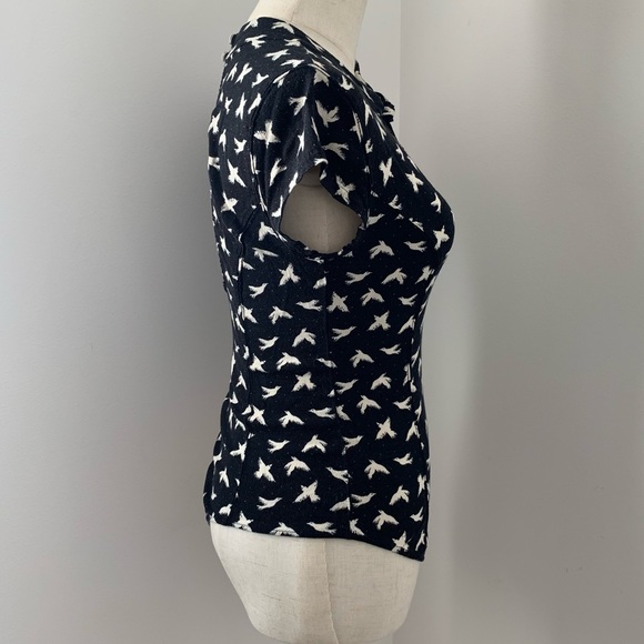 Free People Billie Bird Black & White Bodysuit w/ Keyhole Neck & Back - Picture 4 of 13